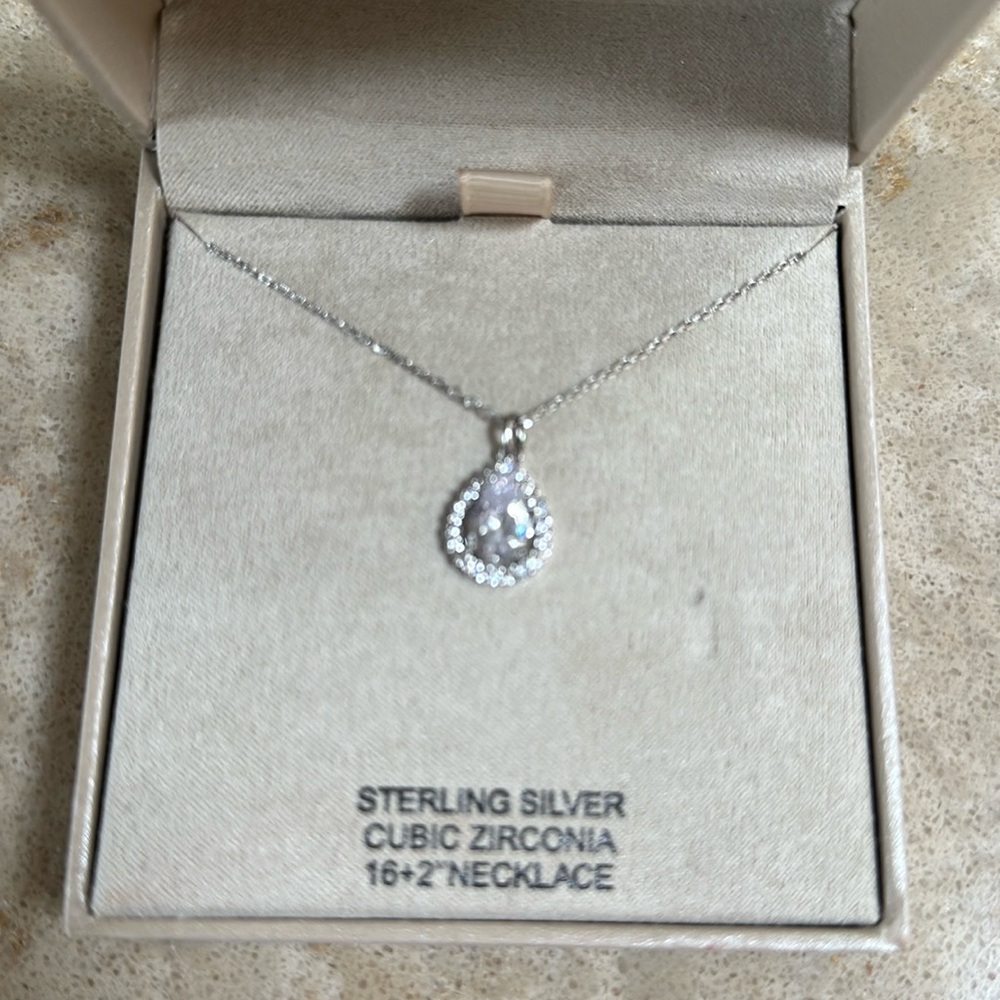 Rachel Zoe sterling silver cubic zirconia necklace - 16 + 2”